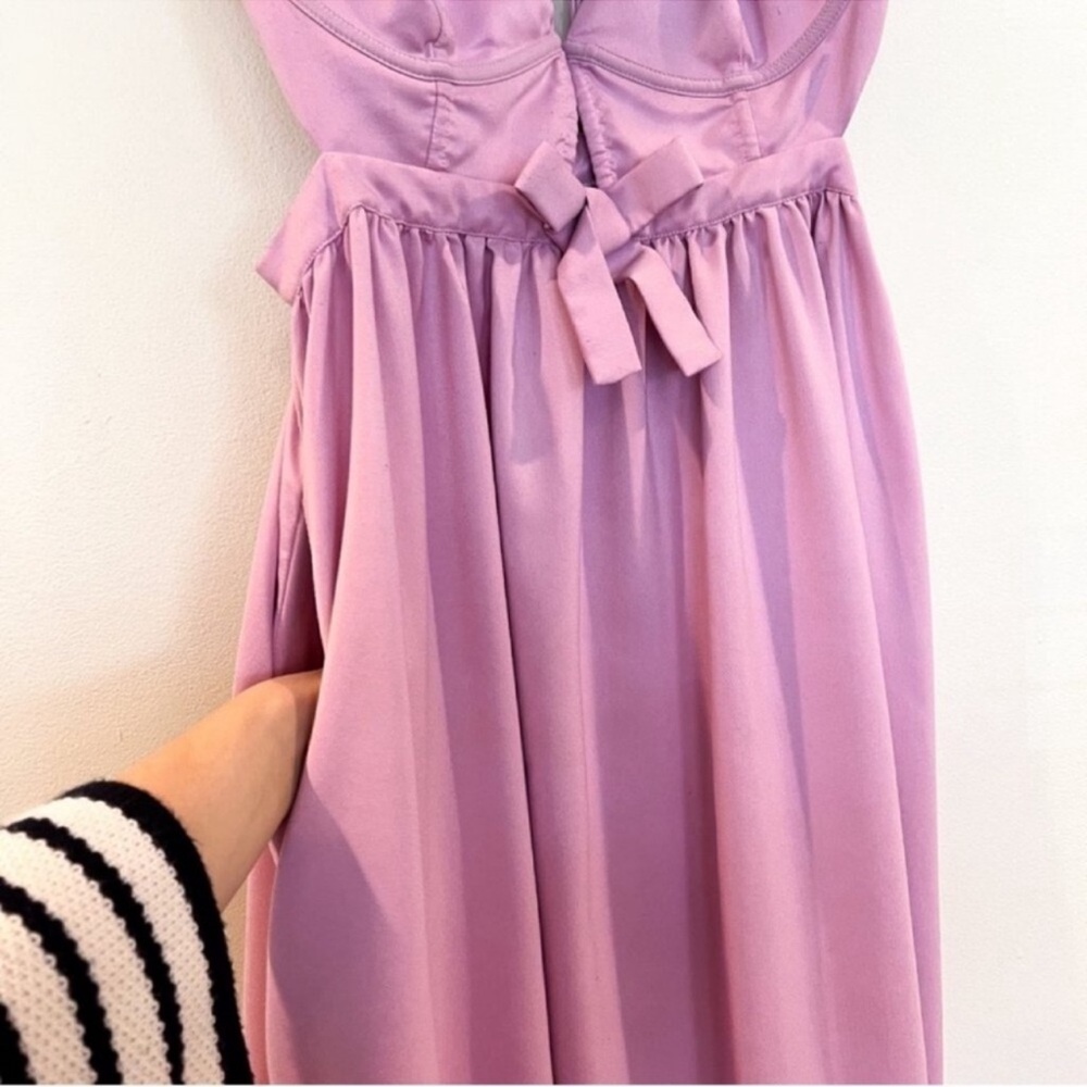 For Love & Lemons Miriam Pink Corset Back Ruffle Sleeve Maxi Dress Formal Gown - Picture 5 of 11